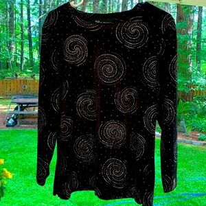 RL Richards Shimmery Black Velvet Tunic Blouse